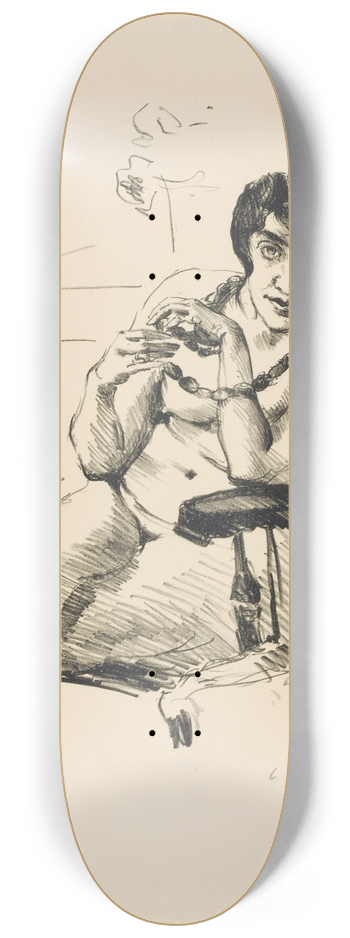 Lovis Corinth - Weiblicher Akt mit Halskette im Lehnsessel 8.25 inch art skate deck