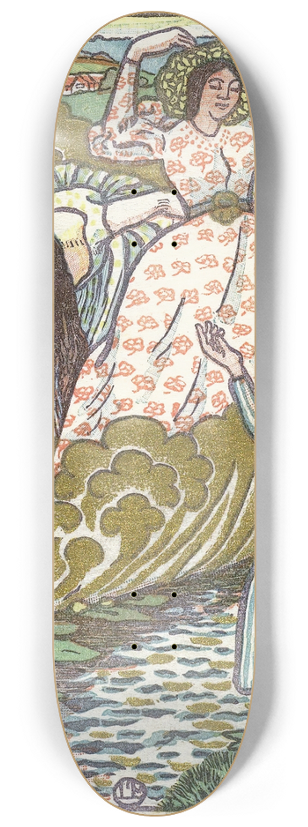 Lucien Pissarro - Een meisje en twee vrouwen bij een beek 8.25 inch art skate deck