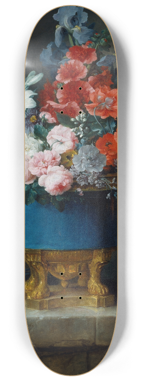 Anne Vallayer-Coster - Bouquet of Flowers in a Blue Porcelain Vase 8.25 inch art skate deck