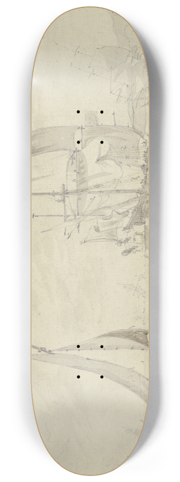 Ludolf Bakhuysen - Nah am Strand ein groes Schiff, links am Strand ein absegelndes Boot 8.25 inch art skate deck