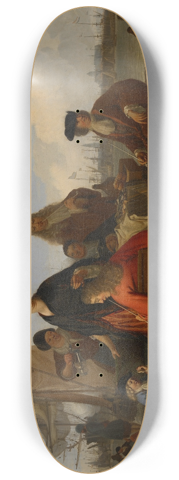 Ludolf Bakhuysen - The Bakhuysen and de Hooghe Families dining at the Mosselsteiger (Mussel Pier) on the Y, Amsterdam, Ludolf Bakhuysen, 1702 8.25 inch art skate deck
