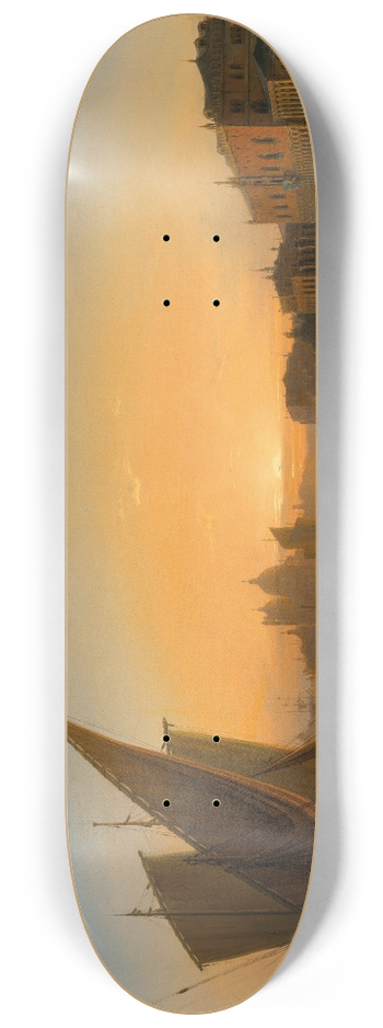 Ludwig Mecklenburg - Venice, a View of the Bacino di San Marco from Riva degli Schiavoni, with Palazzo Ducale on the Right, Santa Maria della Salute in the Background 8.25 inch art skate deck