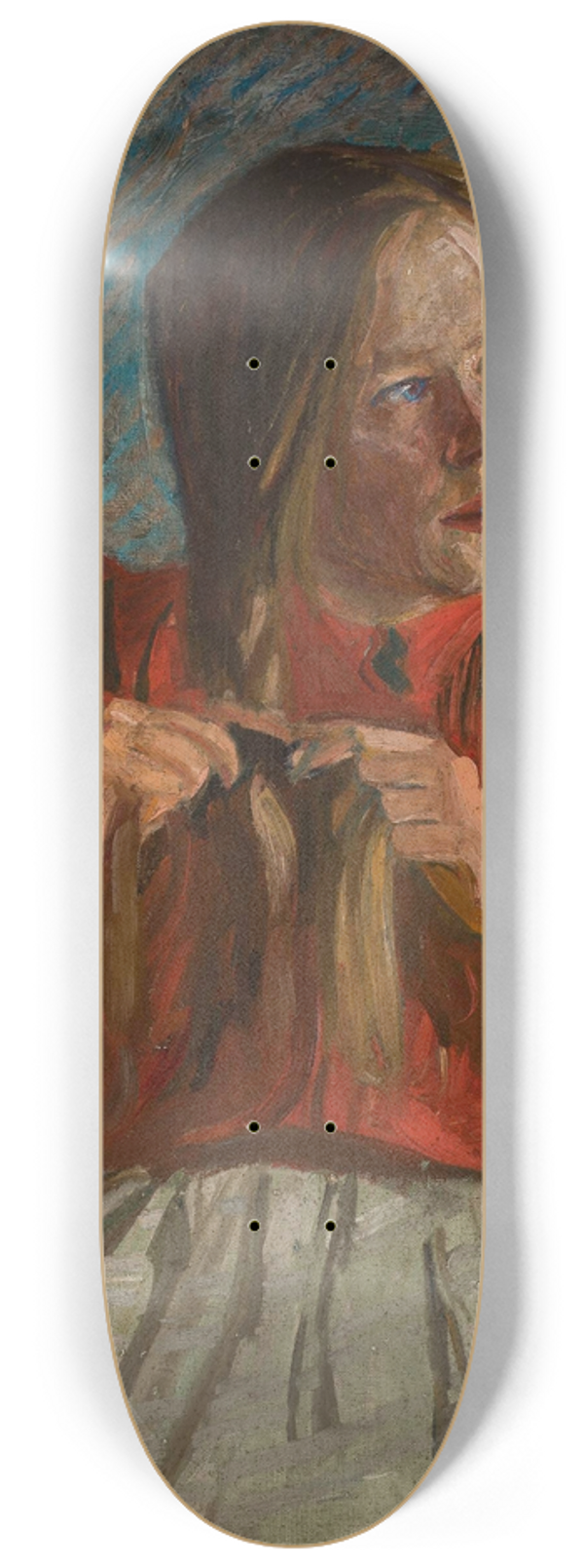 Ludwik Misky - Girl making a braid 8.25 inch art skate deck