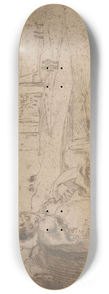 Annibale Carracci - The Virgin and Child Resting Outside a City Gate 8.25 inch art skate deck