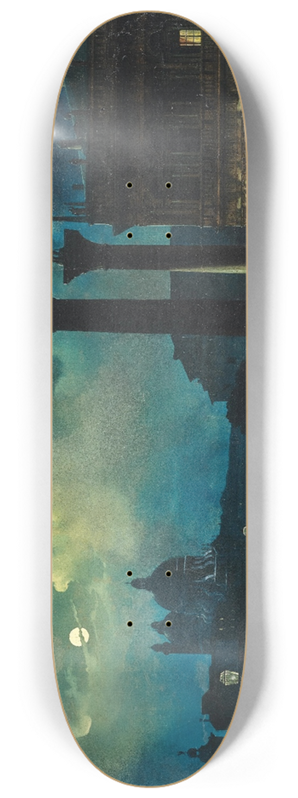 Luigi Bartezago - Venice, a view of Santa Maria Salute in moonlight 8.25 inch art skate deck