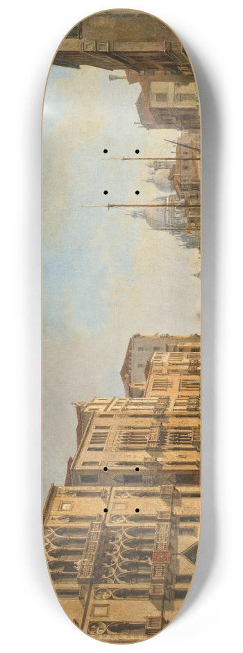 Luigi Querena - Venice, View of the Grand Canal from Palazzo Cavalli-Franchetti with Santa Maria della Salute in the Distance 8.25 inch art skate deck