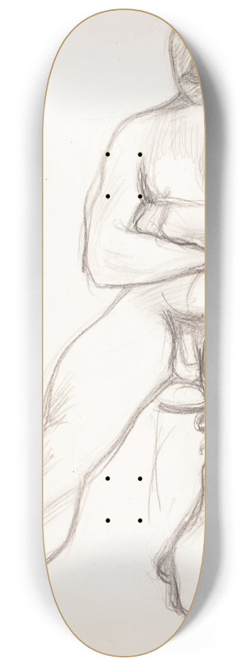 Magnus Enckell - Istuva alaston mies, luonnos 8.25 inch art skate deck