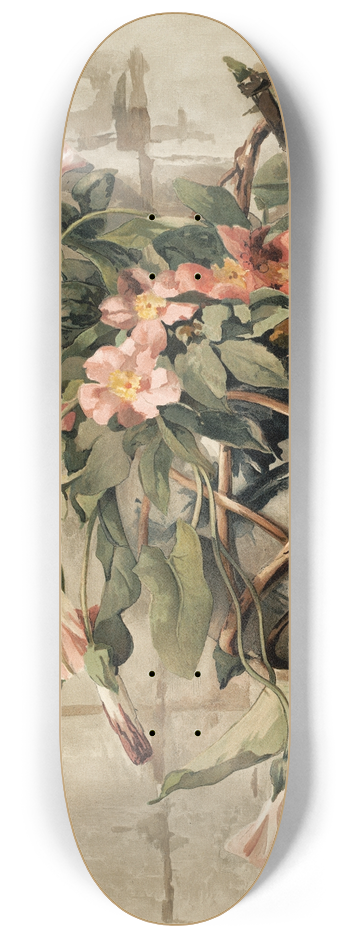 Annie Nowell - Pink Flowers in Hanging Vase 8.25 inch art skate deck