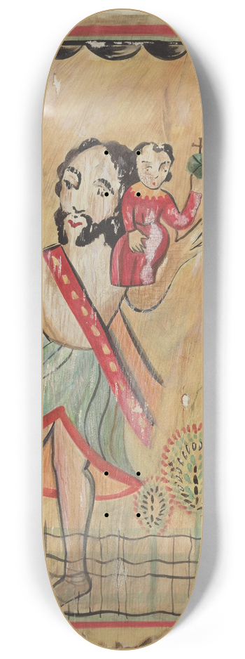 Majel G. Claflin - Retablo  San Christopher 8.25 inch art skate deck