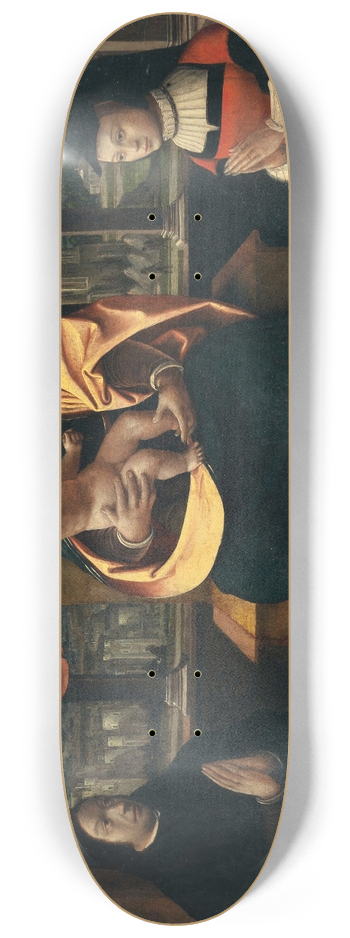 Manner of Vincenzo Foppa - The Madonna and Child, crowned by two angels and flanked by two donors 8.25 inch art skate deck