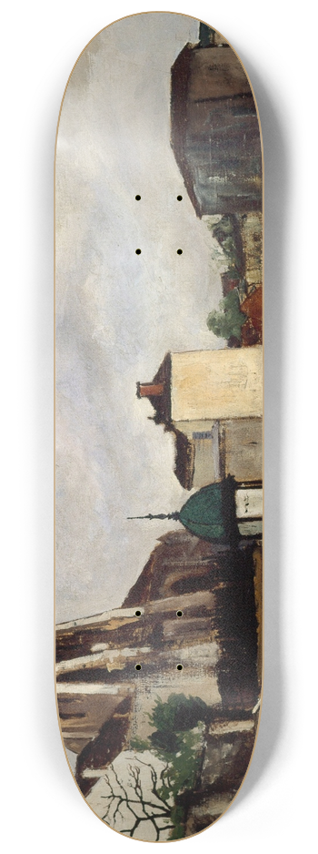 Marcel Leprin - Lglise Saint-Germain-de-Charonne, la place Saint-Blaise et la rue de Bagnolet 8.25 inch art skate deck