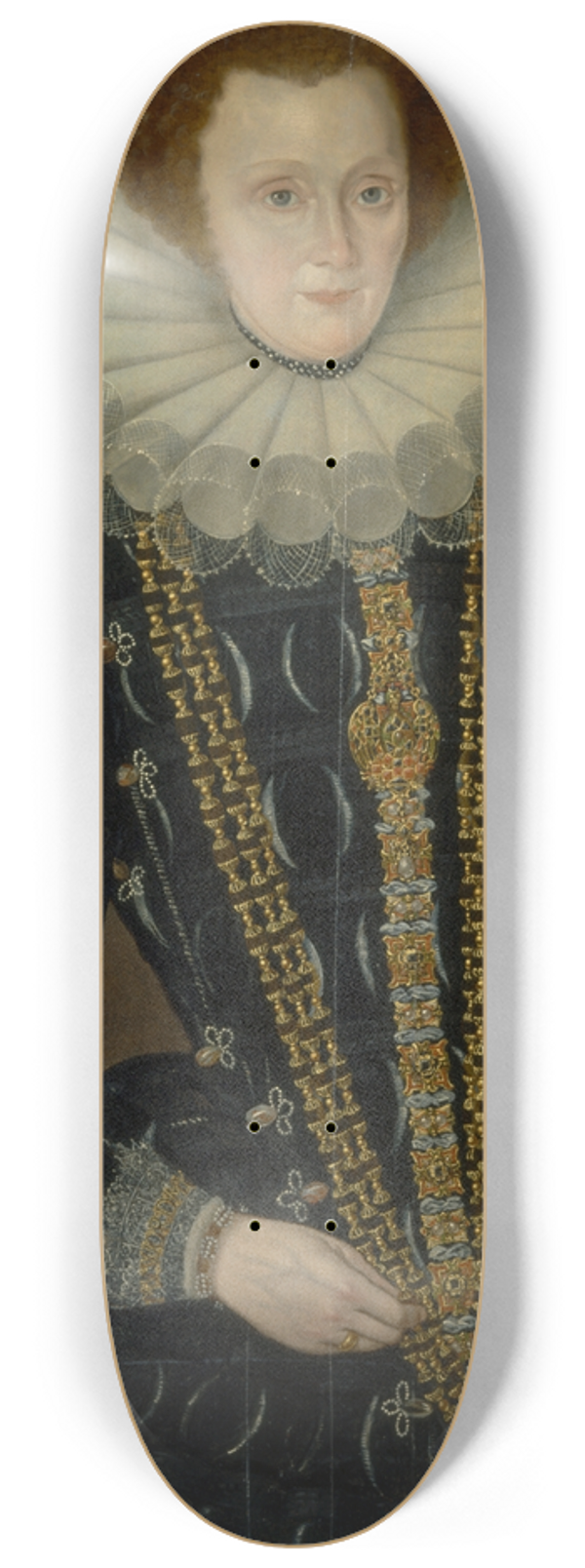 Marcus Gheeraerts the Younger - A Woman Called Lady Elizabeth Knightley 8.25 inch art skate deck