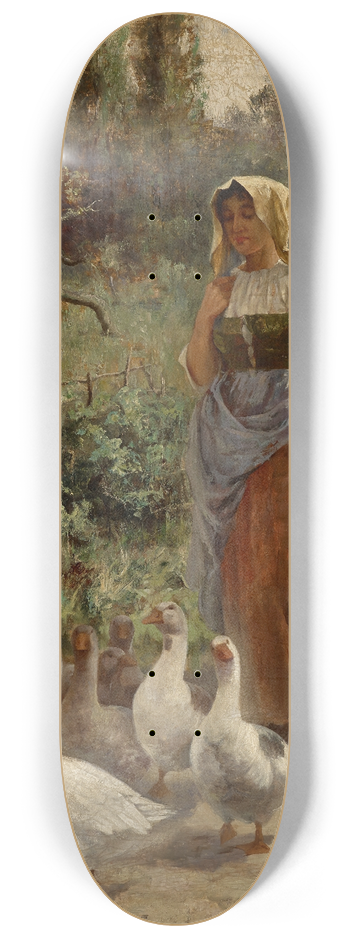 Margaret A. Rudisill - The Goose Girl, Picardy, France 8.25 inch art skate deck