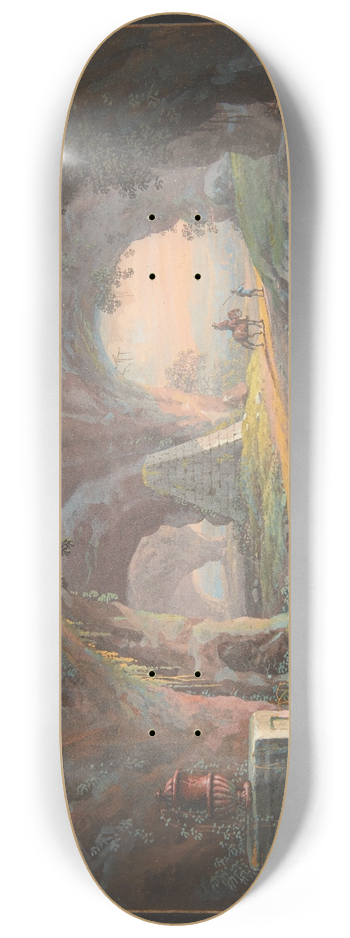 Margaretha Barbara Dietzsch - Et fantasilandskab med antikke ruiner og figurer 8.25 inch art skate deck