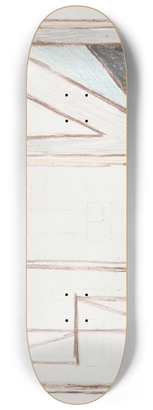 Marian Kopf - wiatowid i chwalibg na witym wzgrzu (Prasowianie)  rysunek dwustronny (na odwrocie szkice obrazw abstrakcyjnych) 8.25 inch art skate deck