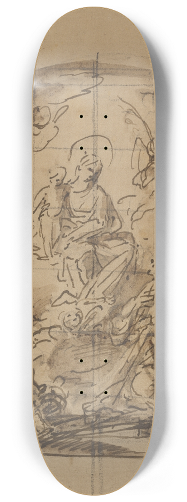 Mariano Salvador Maella - The Apparition of the Virgin and Child to Saint Louis of France 8.25 inch art skate deck