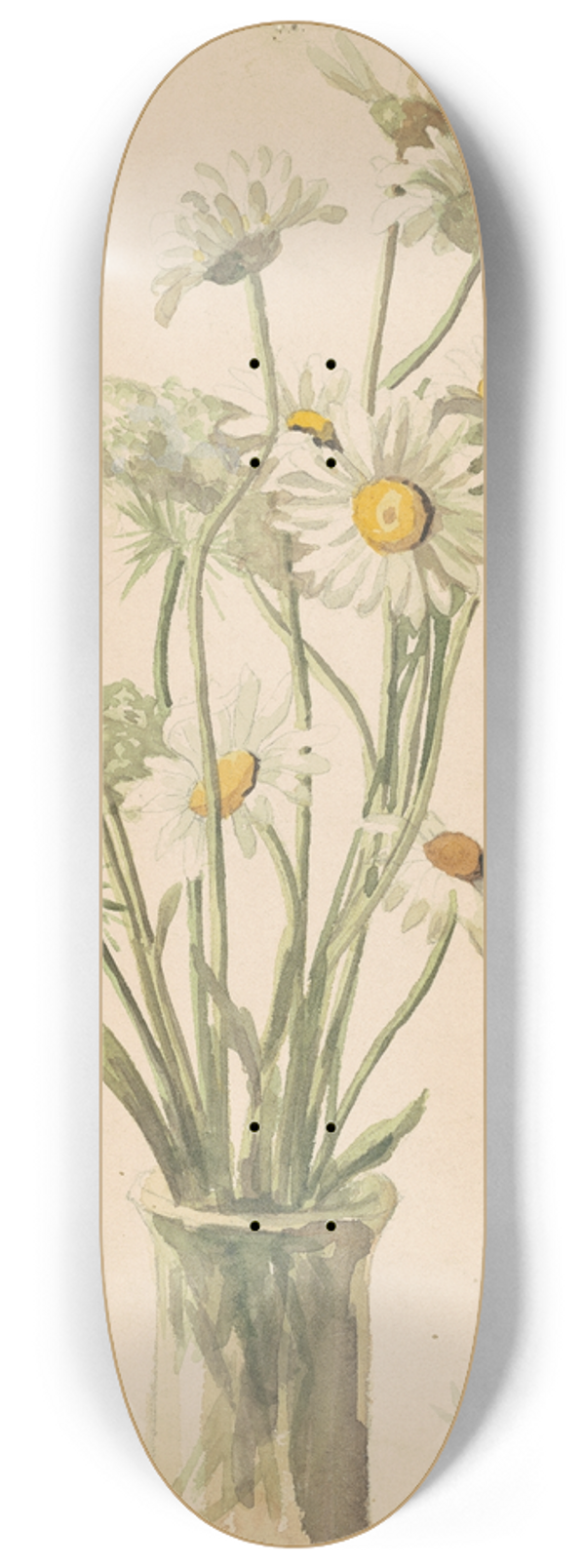Marietta Minnigerode Andrews - Daisies and Queen Anns Lace 8.25 inch art skate deck