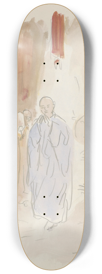 Marius Bauer - Boeddhistische monniken bij een zuil 8.25 inch art skate deck
