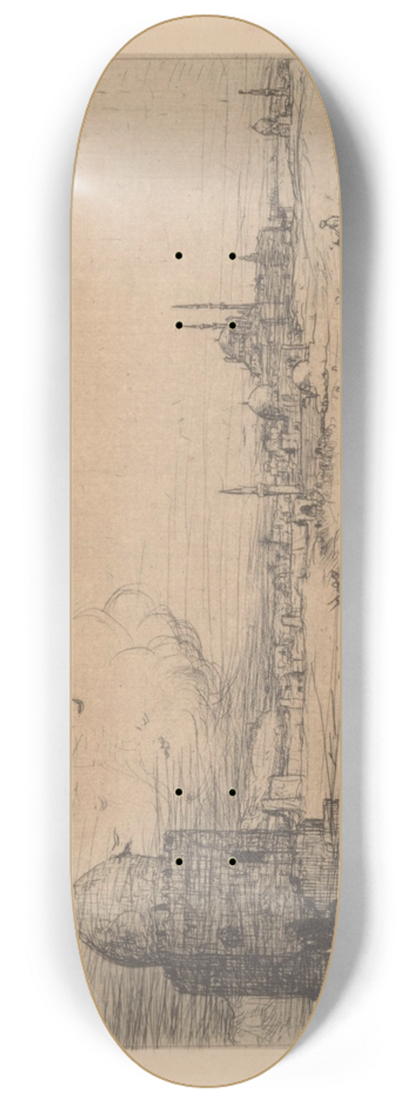 Marius Bauer - Stadsaanzicht met moskeen 8.25 inch art skate deck