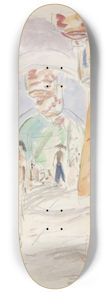 Marius Bauer - Straat met lampionnen en figuren 8.25 inch art skate deck