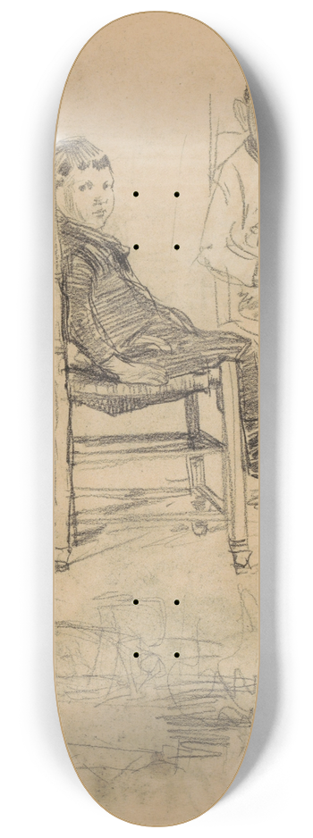 Marius Bauer - Studieblad, onder andere met twee zittende jongens 8.25 inch art skate deck