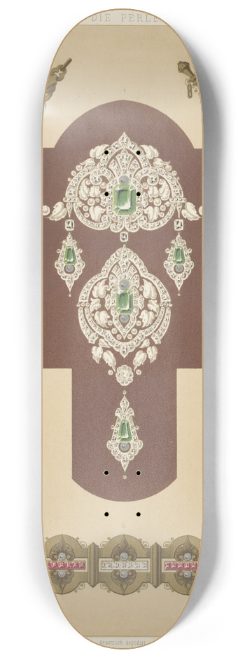 Martin Gerlach - Eight Designs For Jewelry, Including Pins With Diamonds And Green Stones. 8.25 inch art skate deck