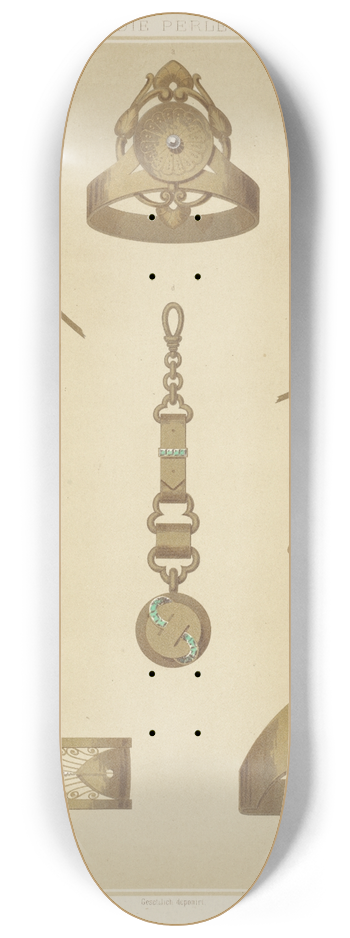 Martin Gerlach - Ii Jahrgang (Liefr. Ii) 4. [Eight Designs For Jewelry, Including Gold Pieces With Green Stones And Pearls.] 8.25 inch art skate deck