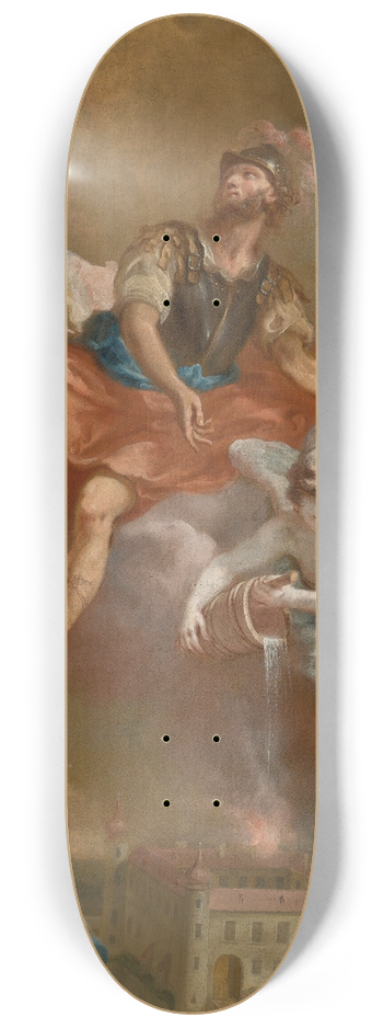 Martin Johann Schmidt - Saint Florian Rescuing The Burning Stockern Castle 8.25 inch art skate deck
