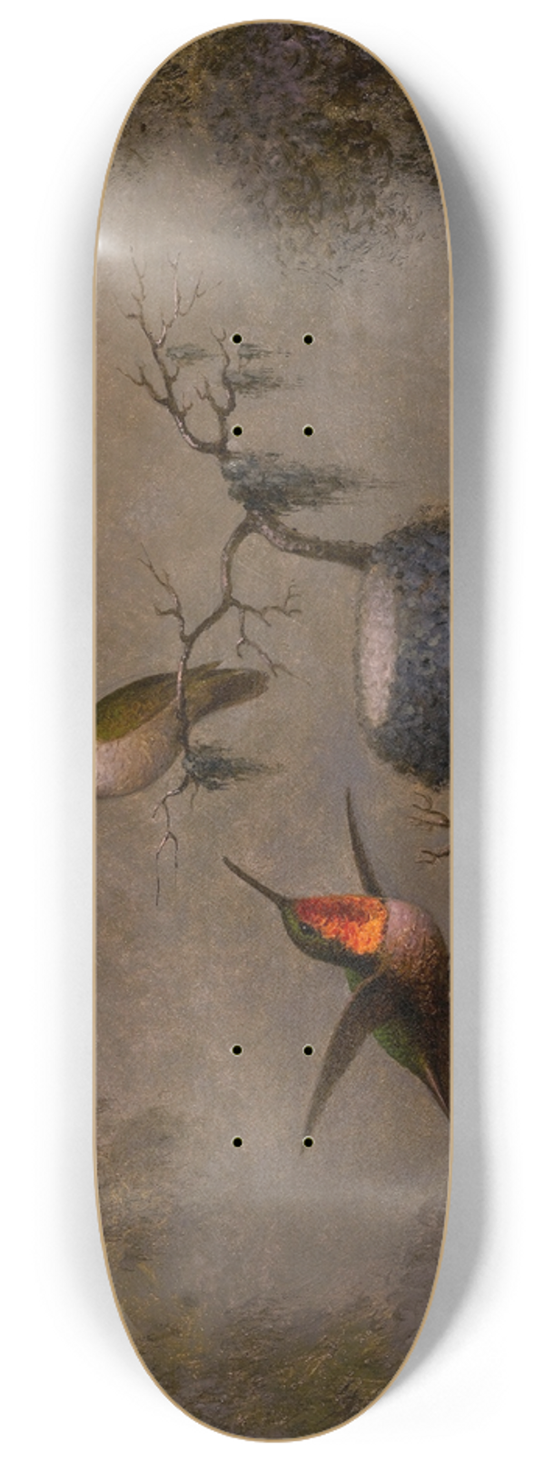 Martin Johnson Heade - Hummingbirds and Their Nest 8.25 inch art skate deck