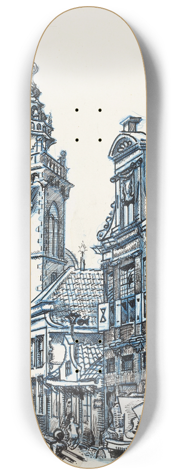 Martin Monnickendam - Gezicht bij de Dam te Monnickendam op de Speeltoren en Waaggebouw 8.25 inch art skate deck