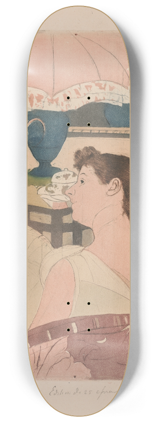 Mary Cassatt - The lamp 8.25 inch art skate deck