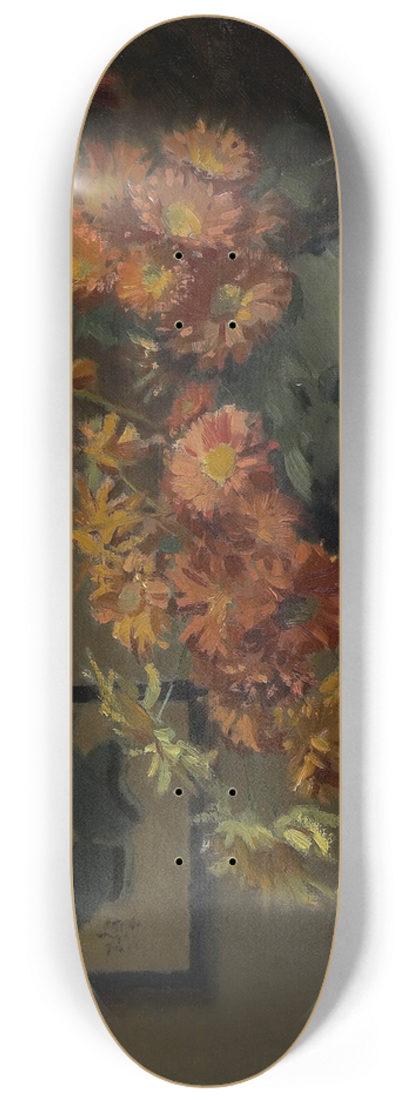 Mary Hiester Reid - Chrysanthemums, A Japanese Arrangement 8.25 inch art skate deck