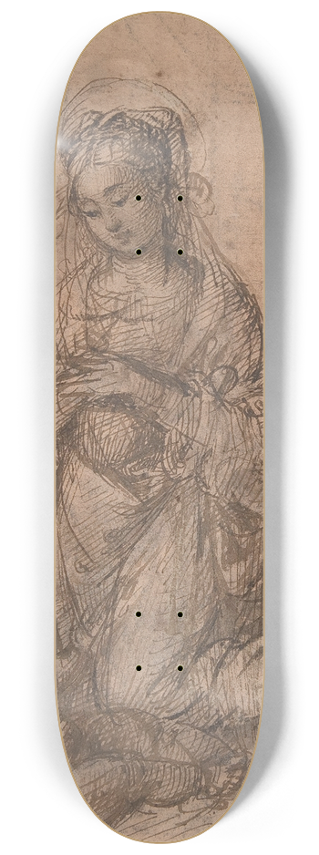 Master of Santo Spirito - Virgin Adoring the Christ Child with Saint John the Baptist 8.25 inch art skate deck