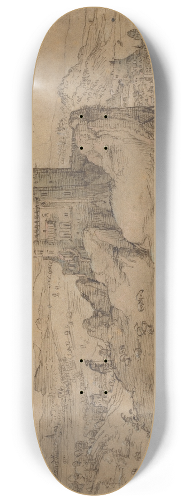 Matthys Cock - Landscape with Castle above a Harbor 8.25 inch art skate deck