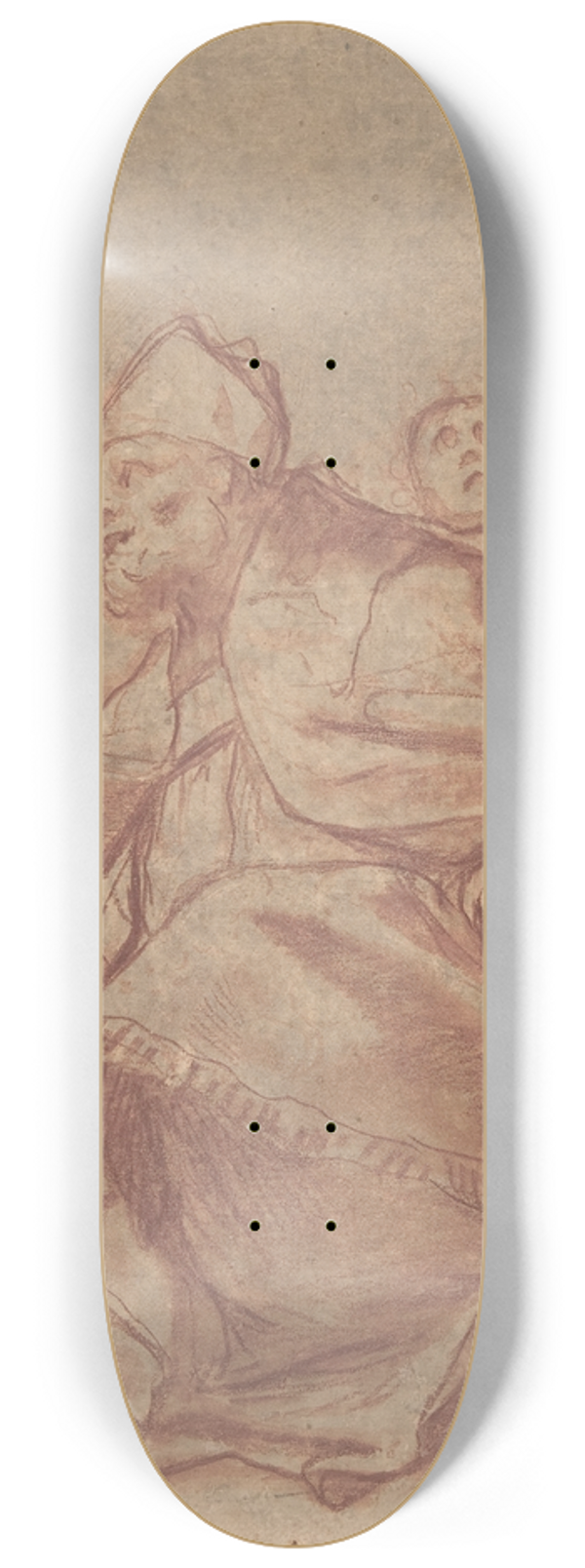 Mattia Preti - Seated Bishop with Arms Extended and Three Attendant Figures 8.25 inch art skate deck