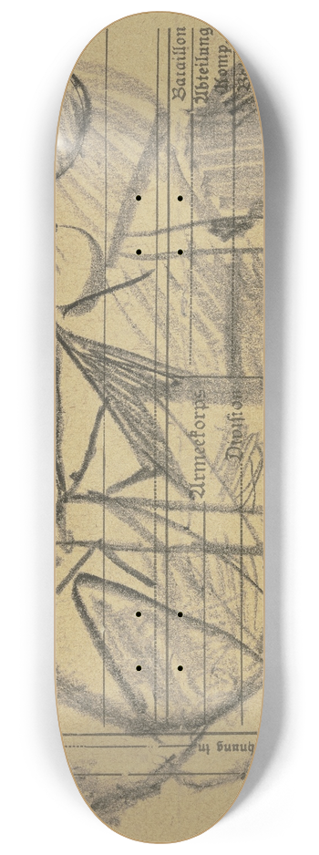 Max Beckmann - Feldpostkarte mit abstrakter Krakelzeichnung 8.25 inch art skate deck