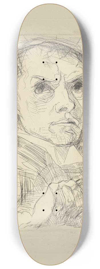 Max Beckmann - Self-Portrait with Stylus 8.25 inch art skate deck
