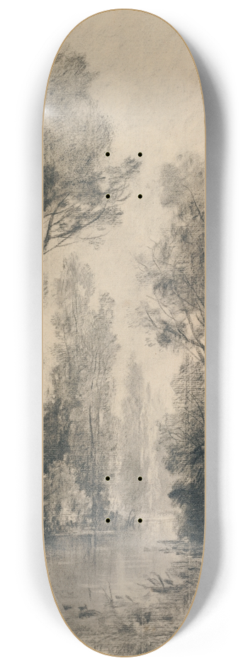 Maxime Lalanne - Castle Overlooking a River 8.25 inch art skate deck
