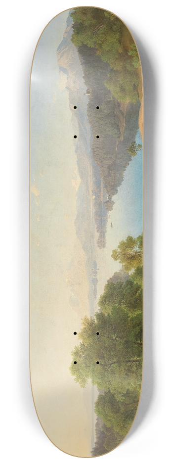Maximilian Haushofer - A Scene on Lake Starnberg, in the Background Starnberg Castle and Rose Island 8.25 inch art skate deck