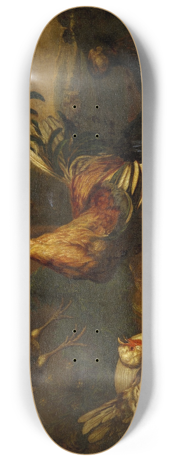 Melchior d'Hondecoeter - Commotion in the Chicken Run 8.25 inch art skate deck