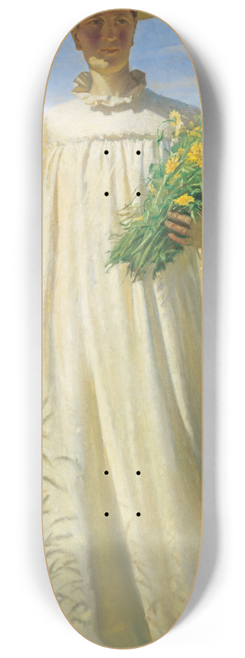 Michael Ancher - Anna Ancher returning from the field 8.25 inch art skate deck