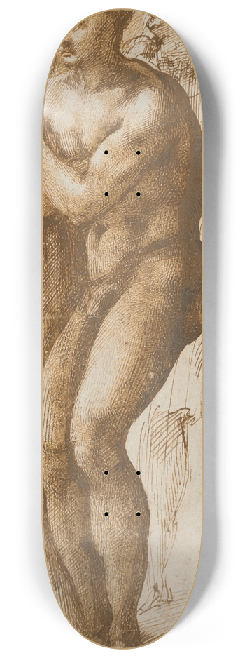 Michelangelo - A nude man (after Masaccio) and two figures behind him 8.25 inch art skate deck