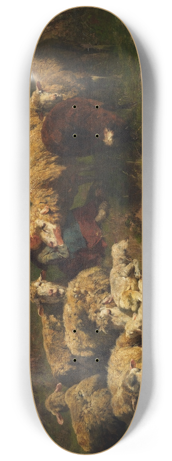 Anton Braith - Kleine Hirtin mit Schafen 8.25 inch art skate deck