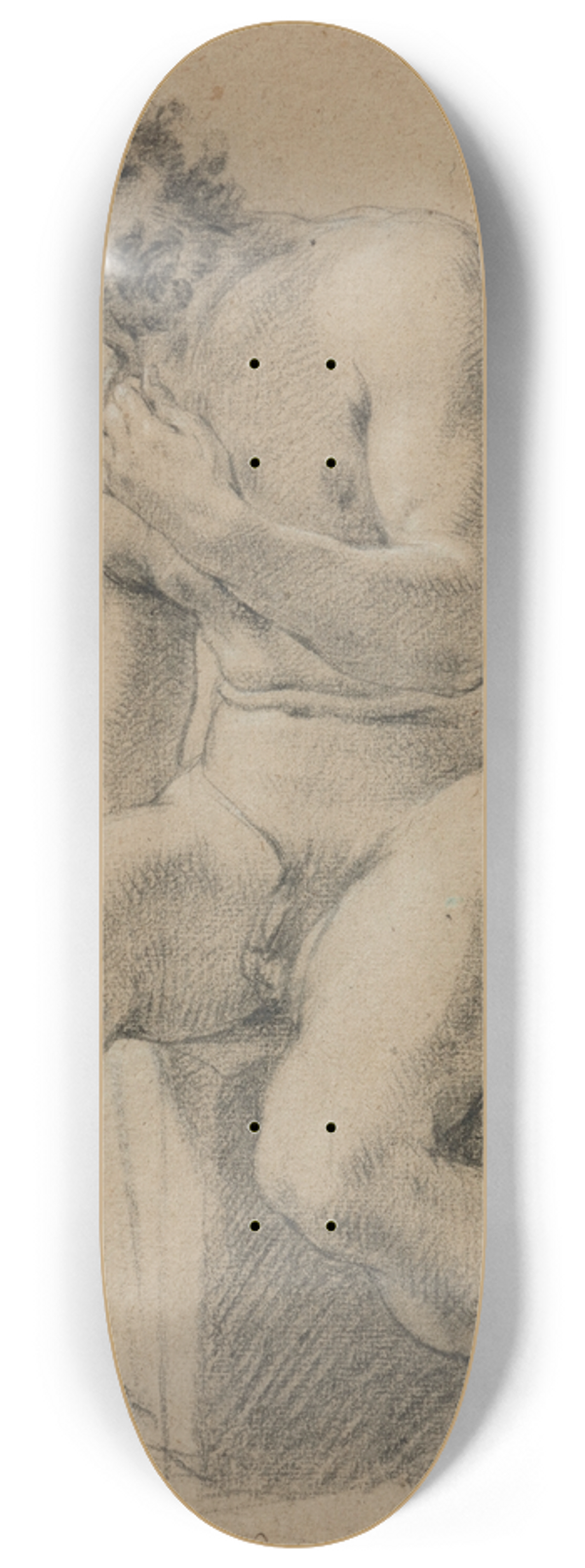 Michel Dorigny - Study of a seated male nude 8.25 inch art skate deck