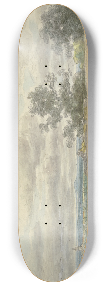 Anton Burger - Aussicht ber eine Ebene, im Vordergrund umherliegende abgesgte Baumstmme 8.25 inch art skate deck
