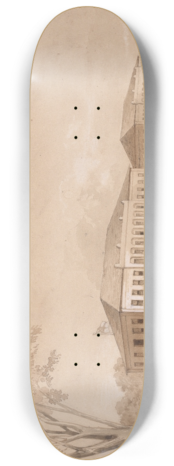 Michel Jean Cazabon - Government Buildings 8.25 inch art skate deck