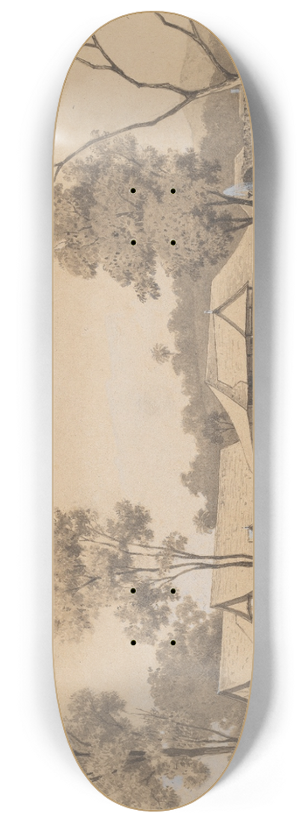 Michel Jean Cazabon - The Cottage Residence of the Governor 8.25 inch art skate deck