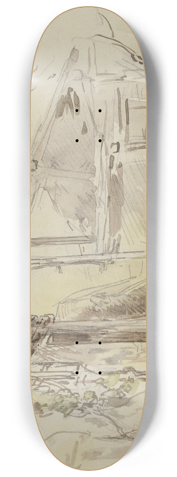 Anton Burger - Hausecke mit Weinranke und vier Stufen 8.25 inch art skate deck