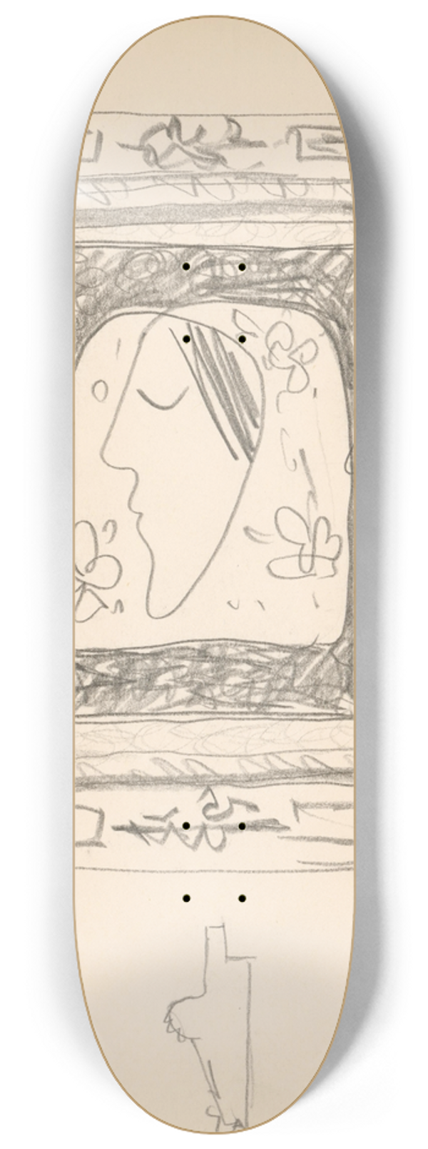Mikul Galanda - The Head of a Woman in a Decorative Frame 8.25 inch art skate deck