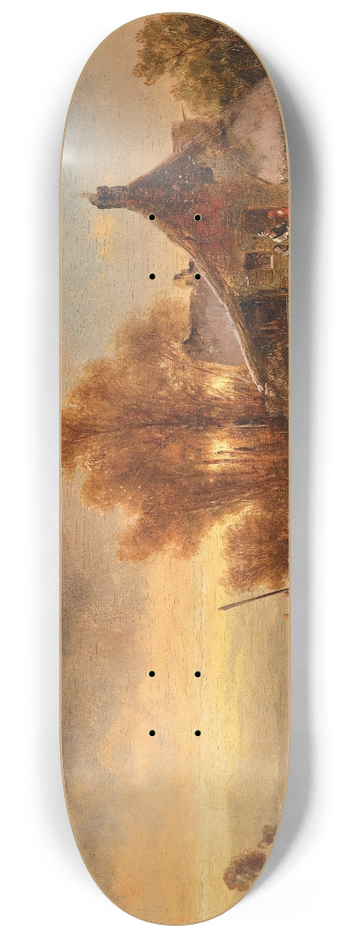 Anton Doll - A Snowy Pond at Sunset 8.25 inch art skate deck